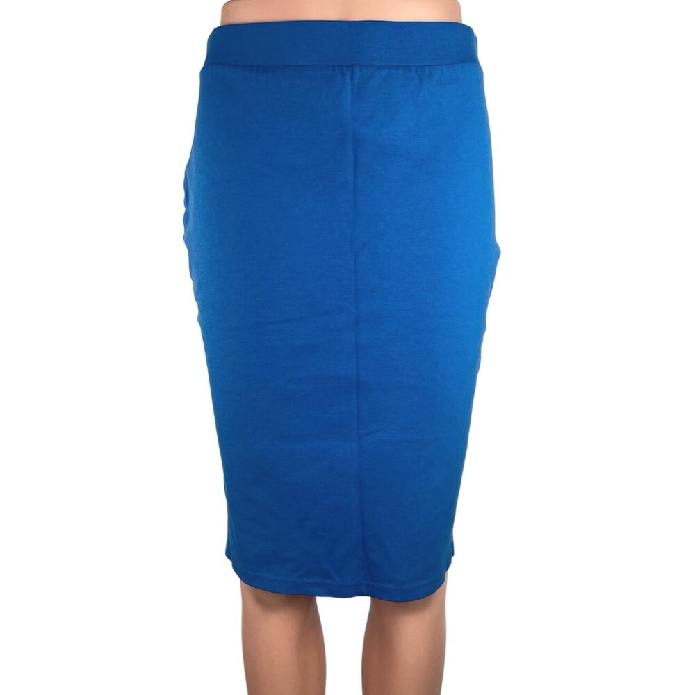Iris Blue Knee Length Elastic Waist Pull On Career Business Pencil Skirt Size M